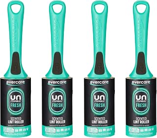 with Unstopables Fresh Scent All-Purpose Lint Roller, 4-Pack, 50 Layers Per Roller, Total 200 Sticky Sheets, Pet Hair & Lint Remover