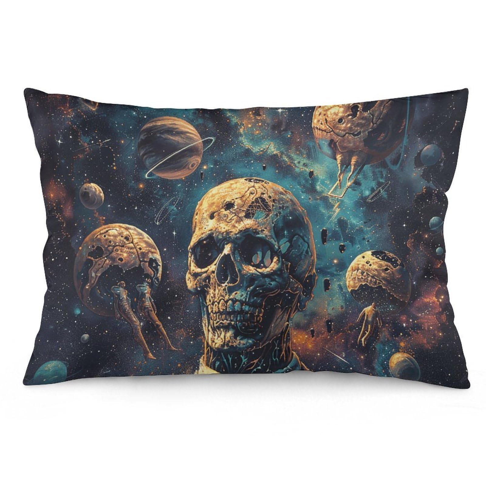 NTVOWPZO 2 Pack Decoration Throw Pillow Covers 20"x30" Pillowcases Covers Skull Face Man in Space Pillowcases Modern Farmhouse Home Decor Sofa Cushions Covers for Couch Bed Living Room