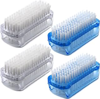 Xjinmin 4-Pack Two-Sided Nail Brushes - Soft Stiff Bristles Deep Clean Hands Feet Nails Toes for Men Women Kids