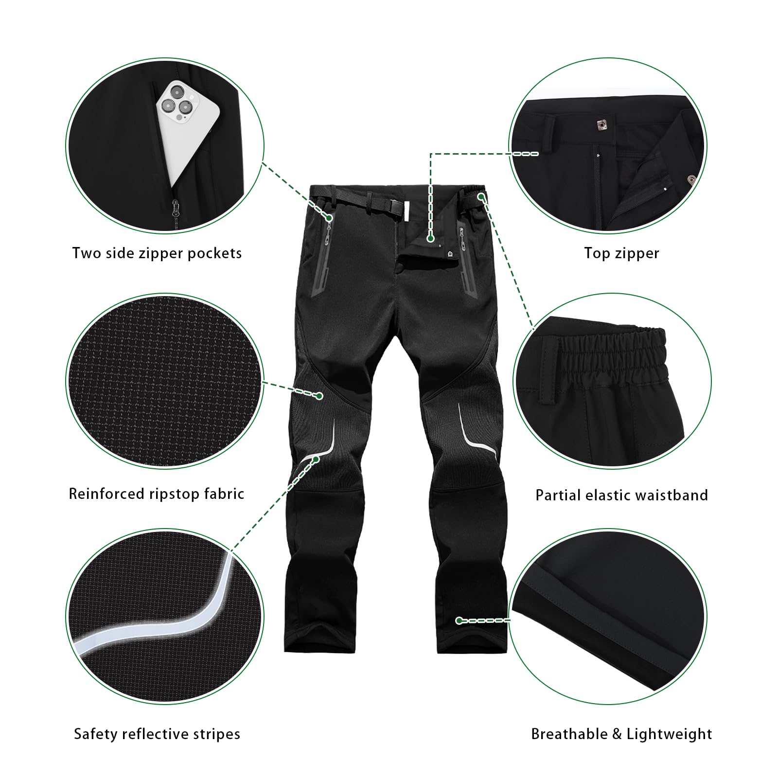 Pantalons de Marche Respirants Pantalons de randonnée de Sports de Plein air de Camping légers pour Hommes