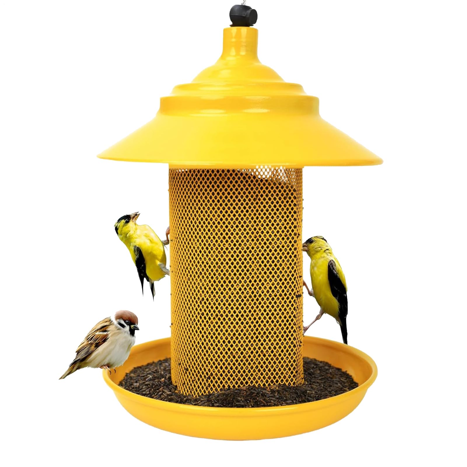 Mangeoire à oiseaux en maille métallique durable pour balcon et jardin s'adaptant aux arbres