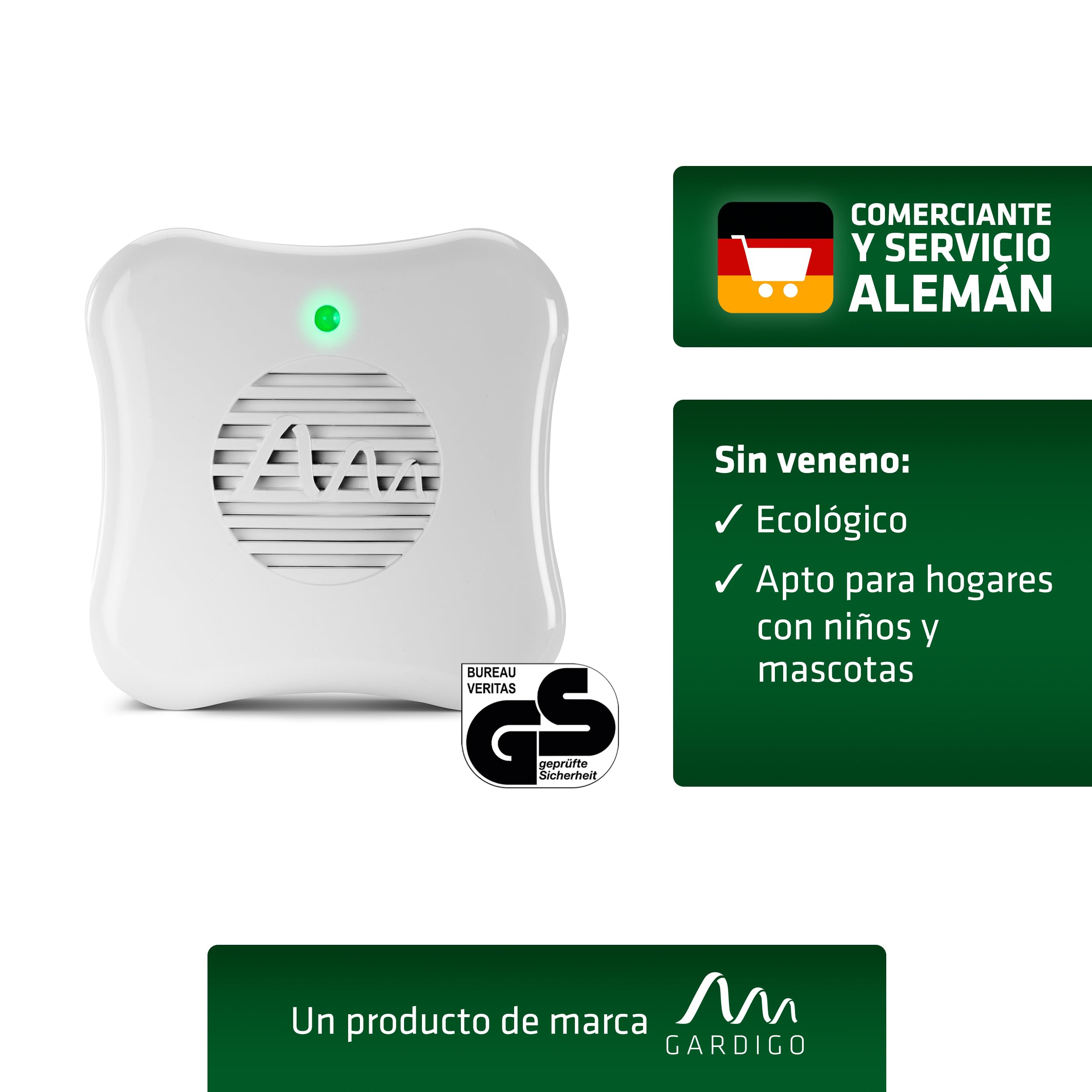 GARDIGO® Repelente Ultrasonico para Hormigas - Set de 2 | Anti Hormigas Interior de Casa | Ahuyenta Plagas en Cocina y Despensa