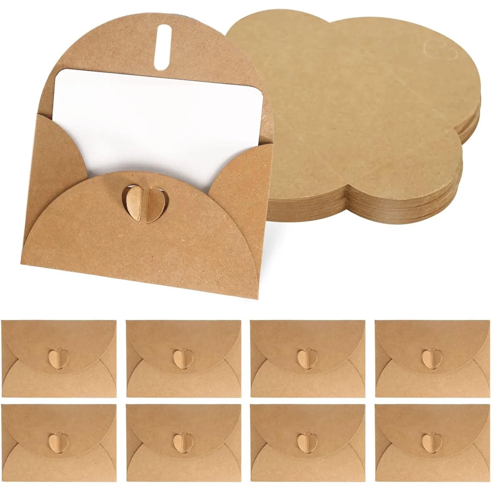 Blanko-Geschenkkarten und 40 Umschläge mit Herzverschluss, Vintage-Notiz-Set, Grußkarten für Hochzeit, Party, Einladung, 130 Stück