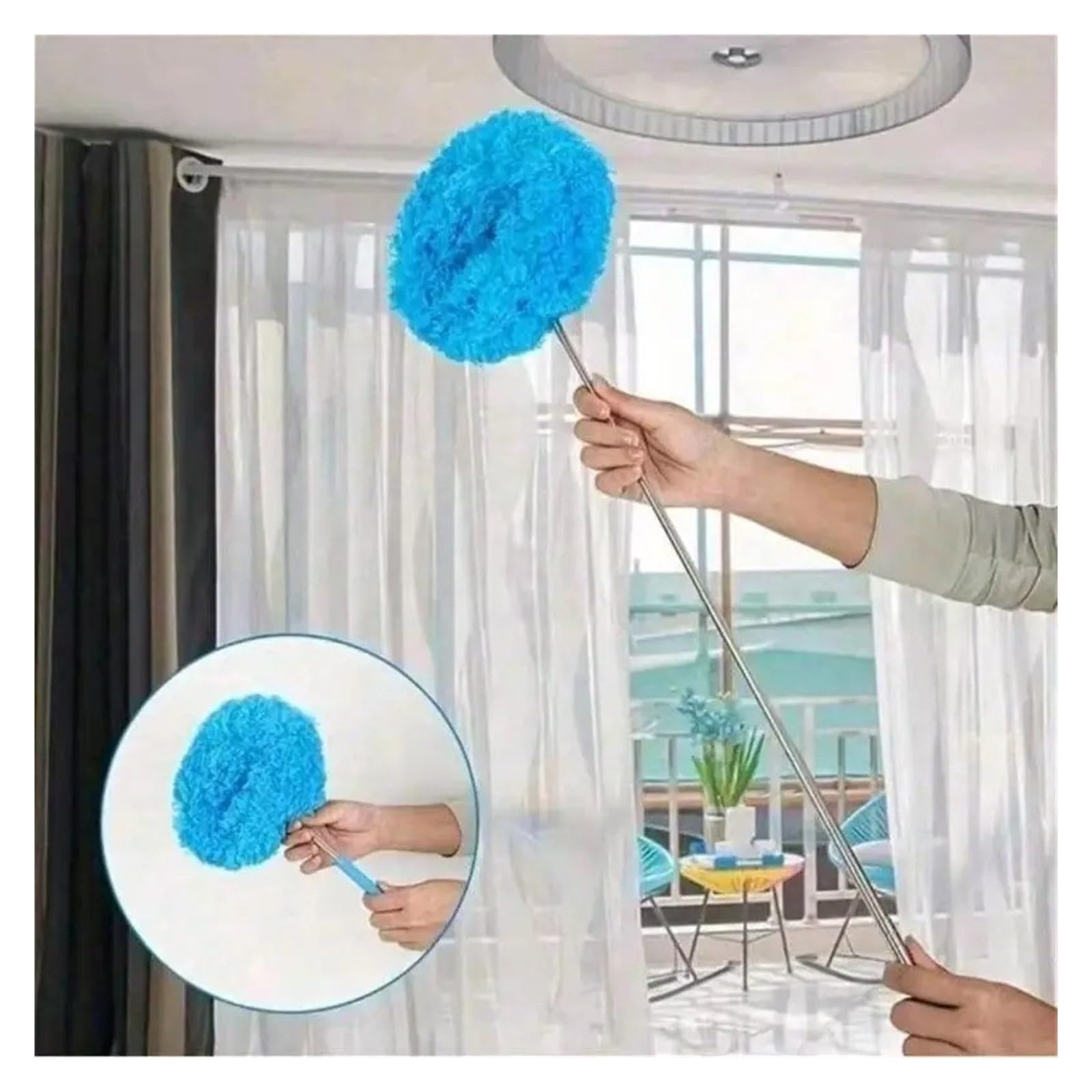 Ventilatore da soffitto in microfibra per spolverino allungabile manico lungo riutilizzabile spazzola detergente (verde)