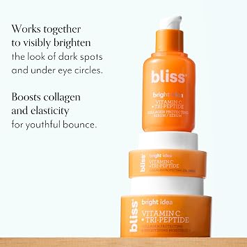 Bliss Vitamin C + Tri-Peptide Glow Getter Bright Idea 3-Piece Kit Includes Brightening Moisturizer, Eye Cream & Serum for Radiant, Firm, Hydrated Skin Vegan & Cruelty-Free Skincare Set