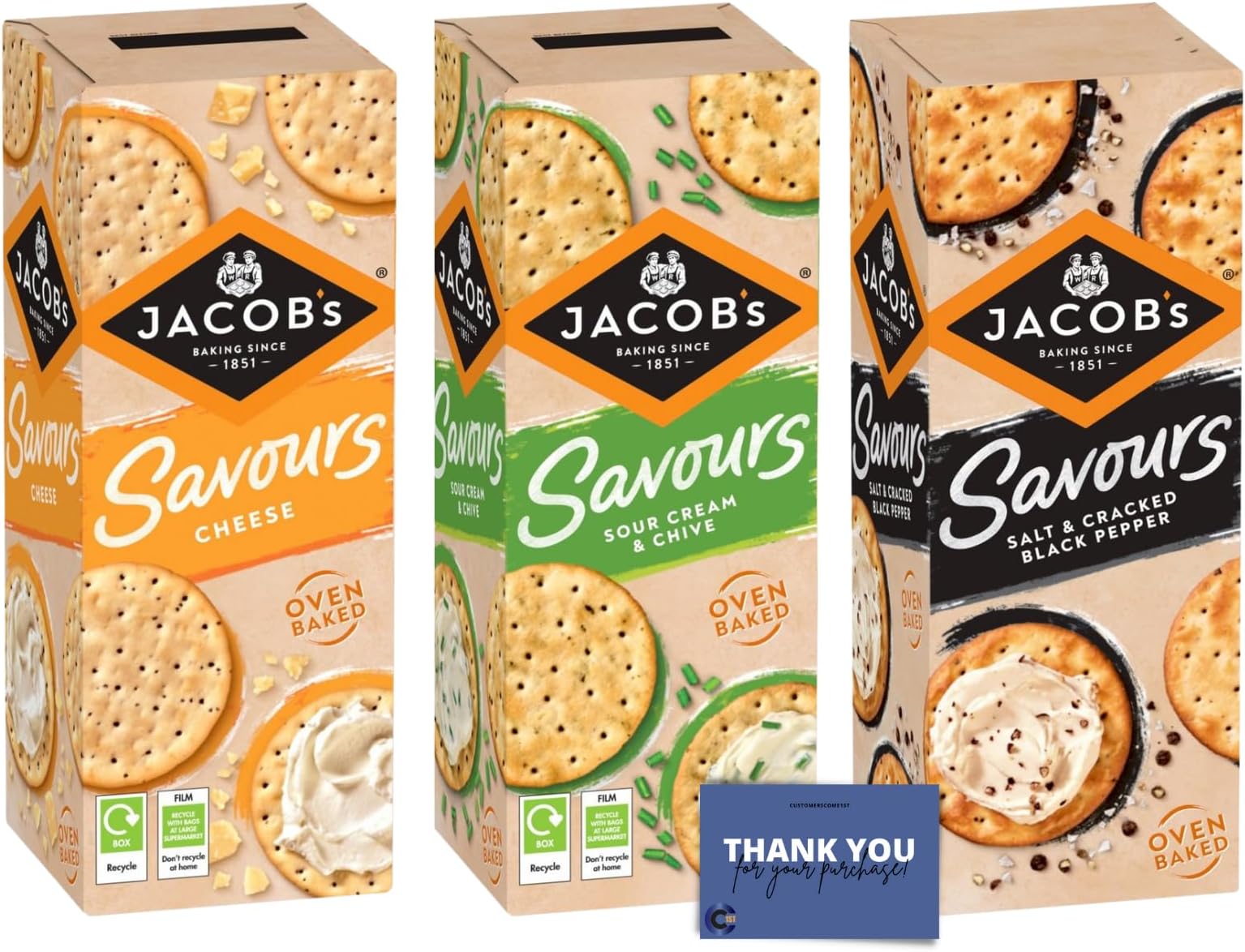 Jacob's Savours Crackers Variety Pack - Cheese, Sour Cream & Chive, Salt & Black Pepper