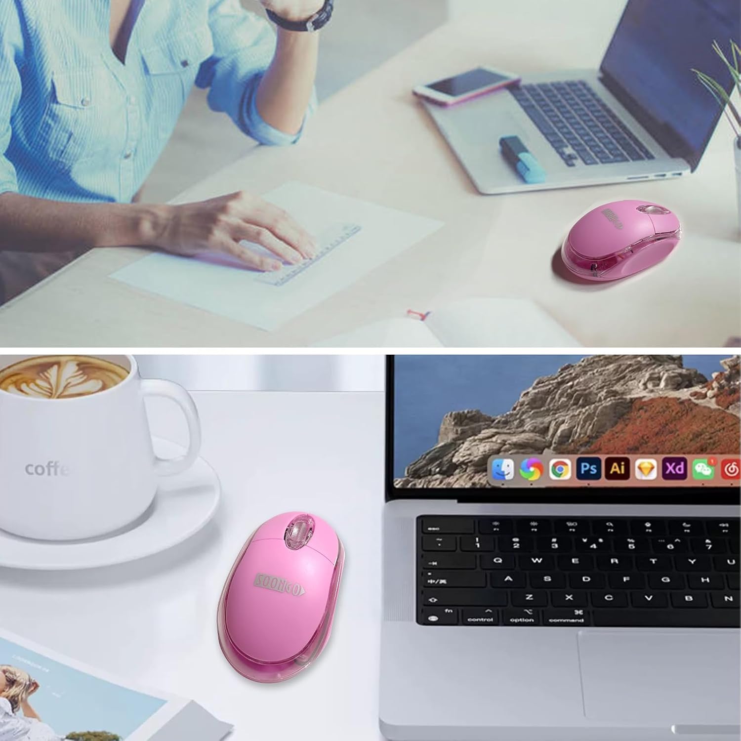 SOON GO Mini Wireless Mouse,Portable Mobile Optical Cordless Mouse fit for Mac,Laptop, Desktop-Black - 5
