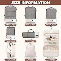Vista 17 de BAGAIL 4 juegos/6 juegos/8 cubos de compresión para embalaje, accesorios de viaje, organizadores de embalaje expandibles (malla cuadrada, 06-beige)