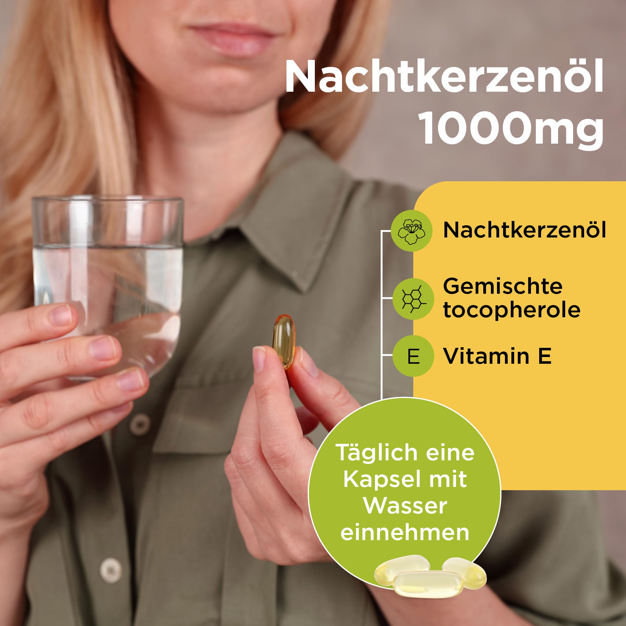 Healthspan Nachtkerzenöl | 1.000 mg Dosierung | unterstützt die Frauengesundheit & das hormonelle Gleichgewicht | reichhaltige Quelle an Omega-6-Fettsäuren | mit Vitamin E | Vegan (180 Count)