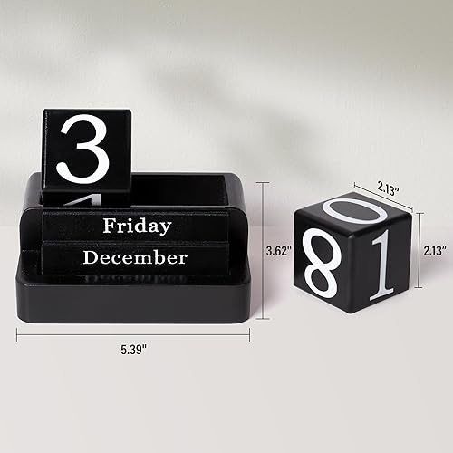 Miniatura 6 de Calendario de bloques de madera para escritorio, calendario de escritorio perpetuo de escritorio diario, accesorios de escritorio estéticos modernos