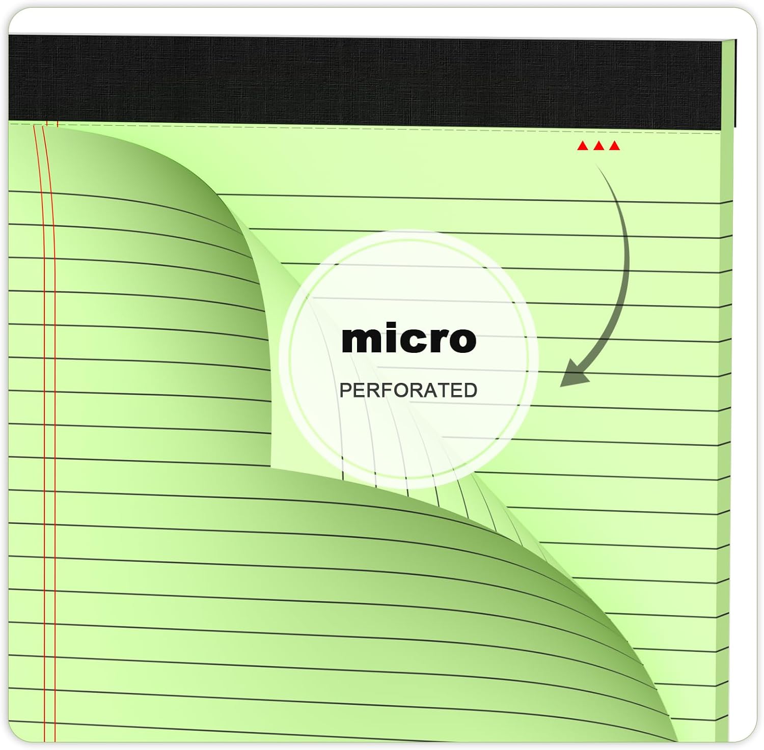 Green Legal Pad Note Pads 8.5 x 11 inch, Wide Ruled Clear Print Writing Pads 30 Sheets/Pad, 20lb Colored Paper, Perforated Notepad with Sturdy Back (3 Pads Green) - Image 5