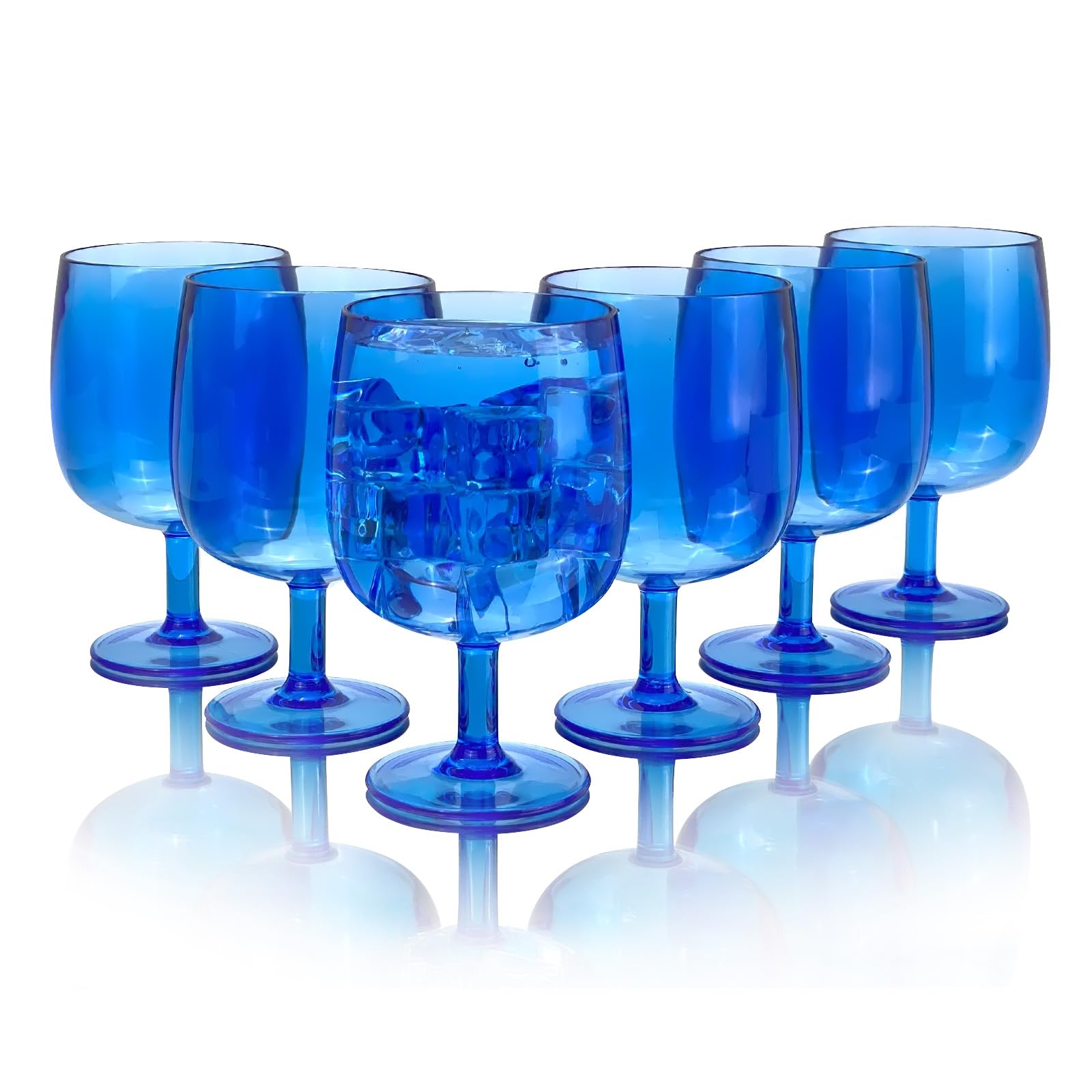 Yanglonghui 15 Ounce Plastic Wine Glasses Set of 6,Unbreakable Acrylic Wine Glasses,Reusable Colored Plastic Goblets Stackable,Dishwasher Safe Bpa Free Ideal for Parties (Blue, 12 Ounce)