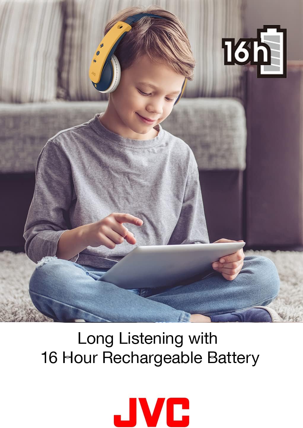 JVC Bluetooth Kids Headphones, 16 Hours Play time, Active Volume Limiter, Comfortable and Easy-to-Clean Soft Ear Pads, 7-Step Length Adjuster, Fun Stickers Included - HAKD10WP (Pink)