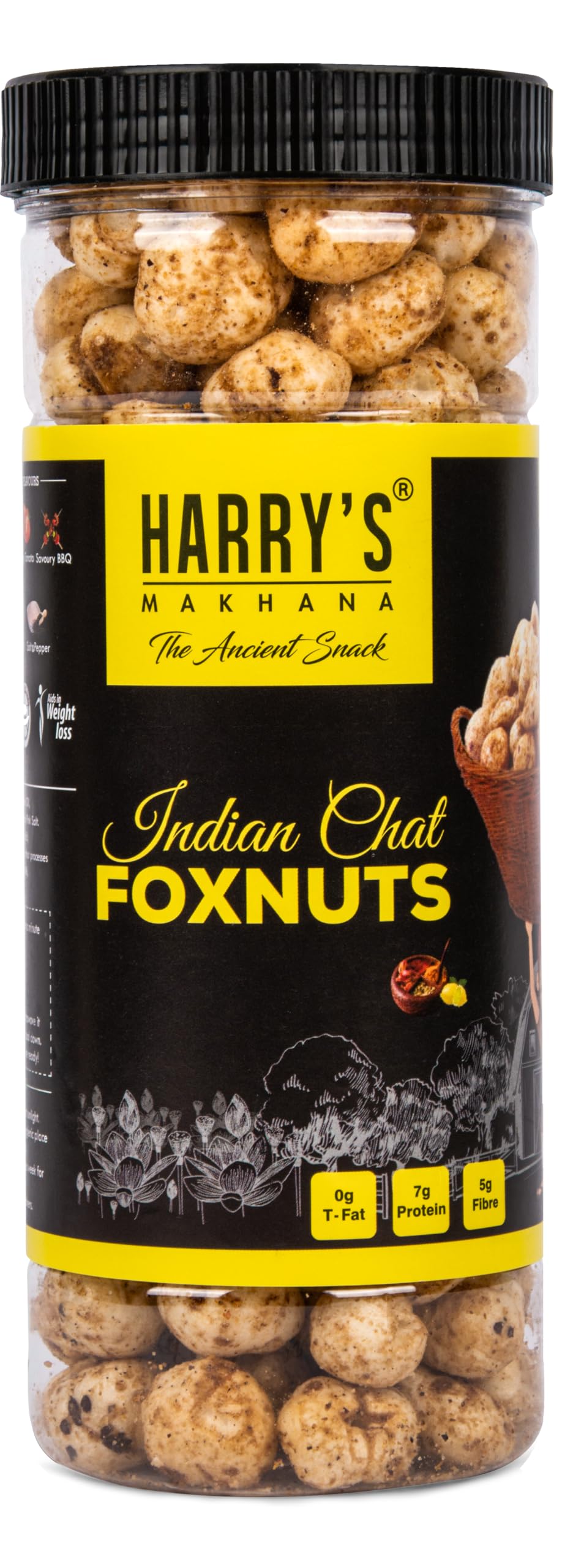 Harry's Makhana Indian Chat Foxnuts | Lotus Seeds | Phool Makhana - Roasted Fox Nuts | Flavoured Healthy Snacks (Each 70 gm) Pack of 1