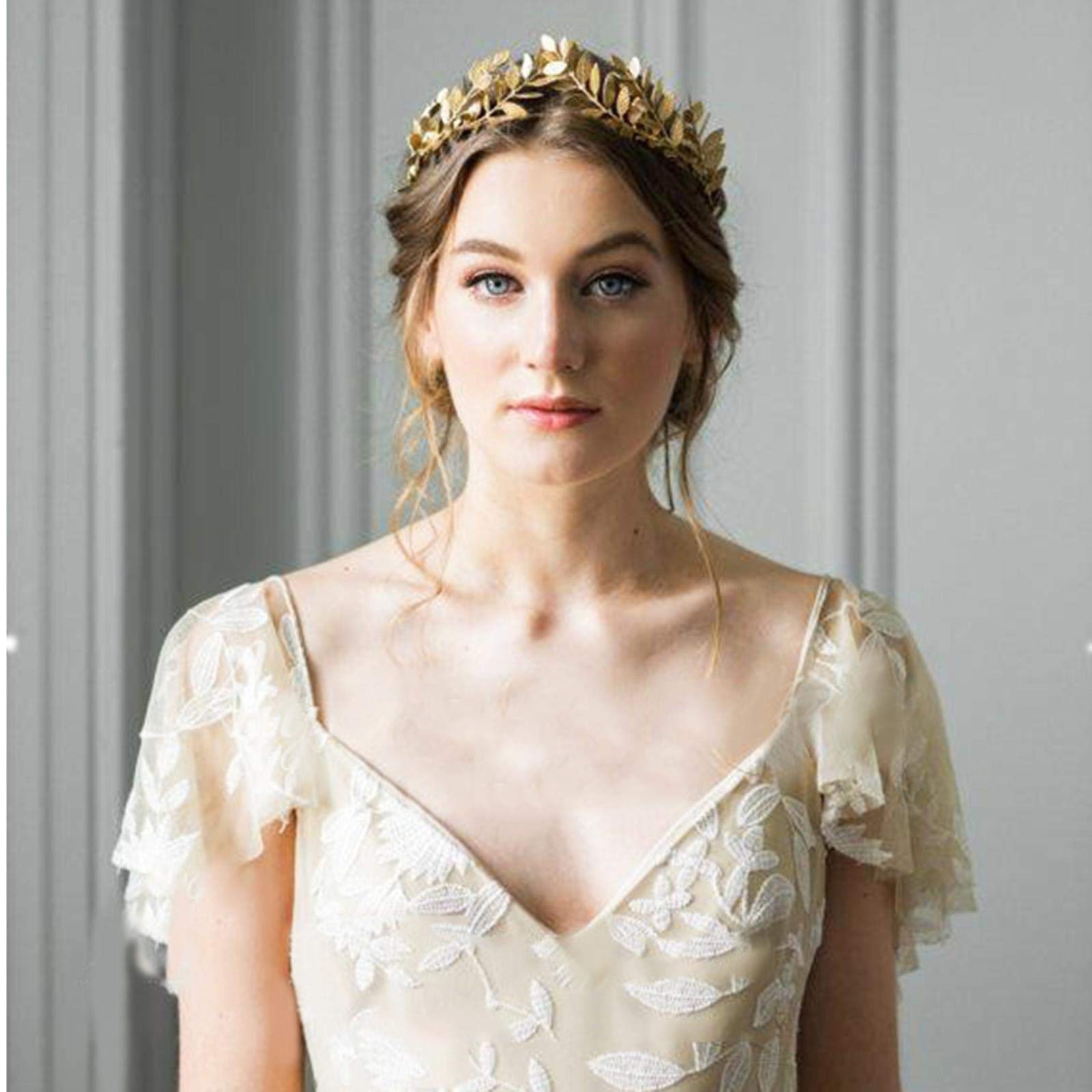 Europese Griekse Godin Hoofdband Metalen Goud Bladeren Tak Kroon Haarbanden Bruiloft Tiara Haaraccessoires Bruiloft Bruid Haarband