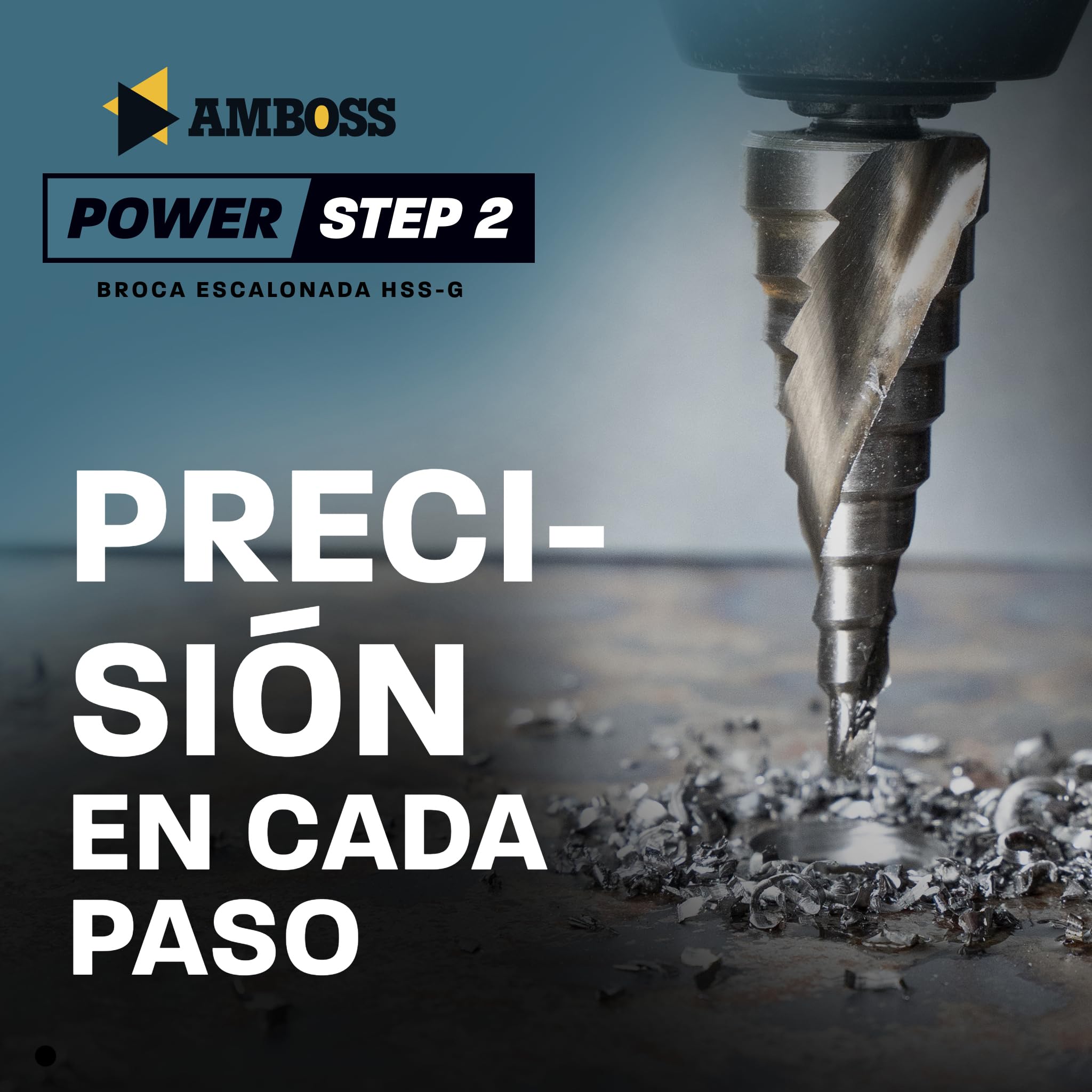 Juego de fresas escalonadas Ø 4-12 + 4-20 + 4-32 mm/taladro cónico / eje de 10 mm / 3 piezas Juego de brocas profesionales HSS/Amboss PowerStep 2 / adecuado para perforar acero, aluminio