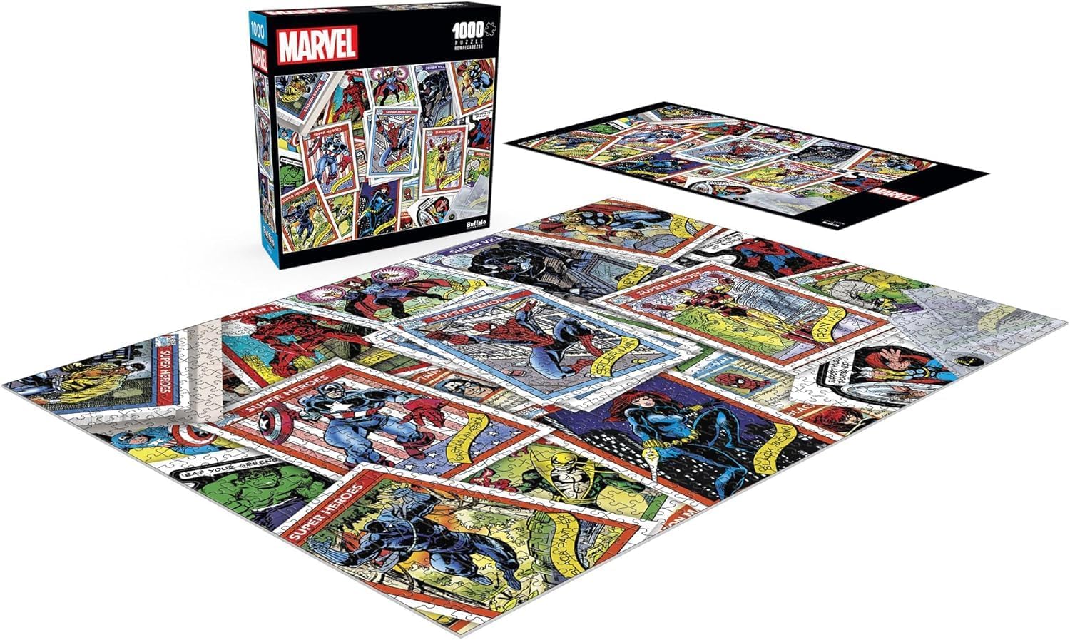 Buffalo Games - Marvel -Trading Cards - 1000 Piece Jigsaw Puzzle for Adults -Challenging Puzzle Perfect for Game Nights - Finished Size is 26.75 x 19.75