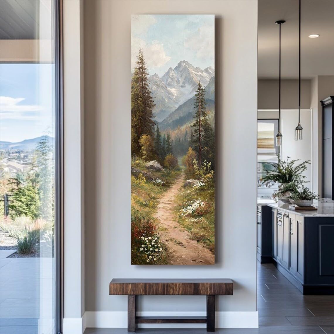 Láminas verticales largas del Árbol de la Vida, lienzos altos y estrechos para pared, ideales para comedor, dormitorio o como cuadro decorativo (60x180cm/marco interior).