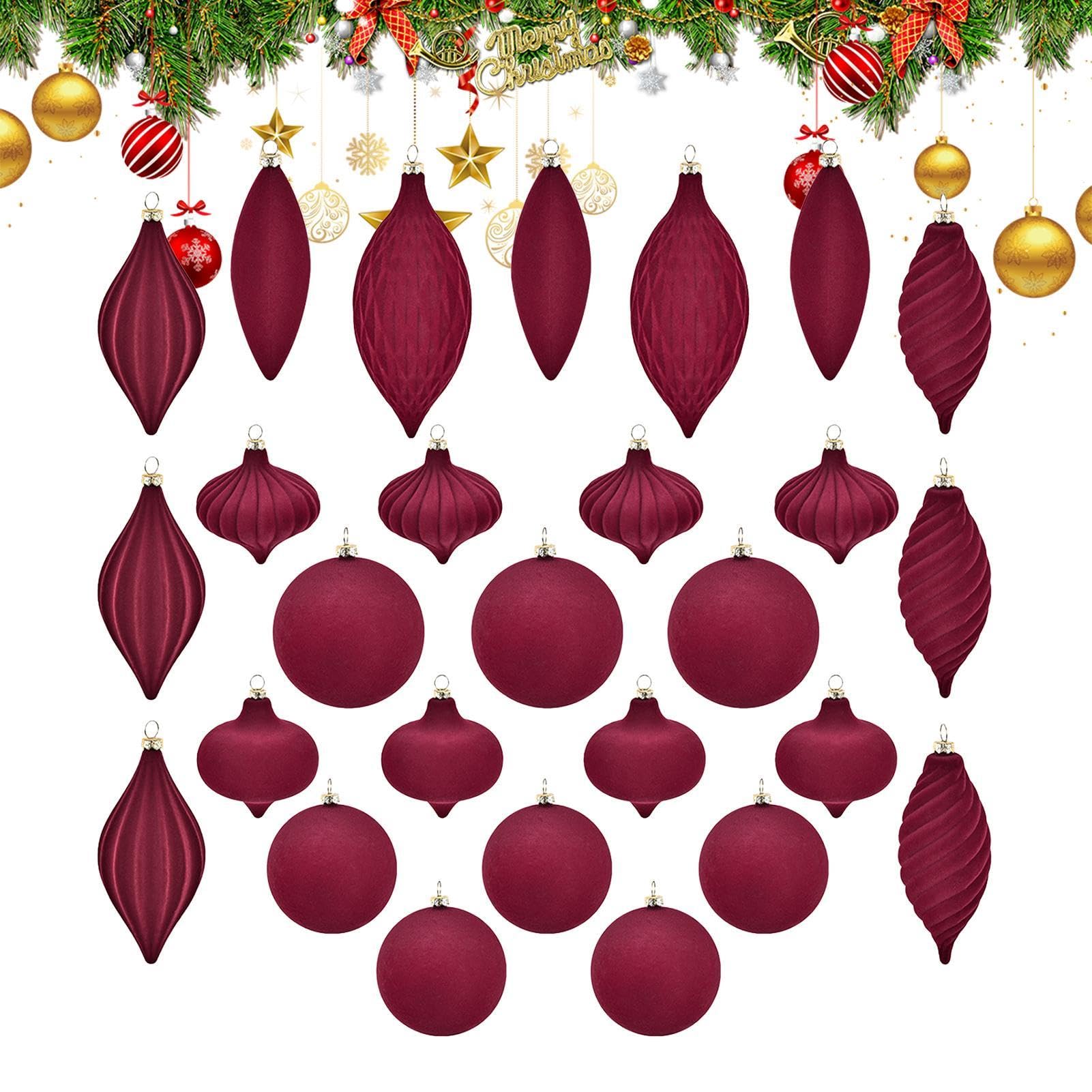 Boules de Noël en velours beige et bordeaux haut de gamme