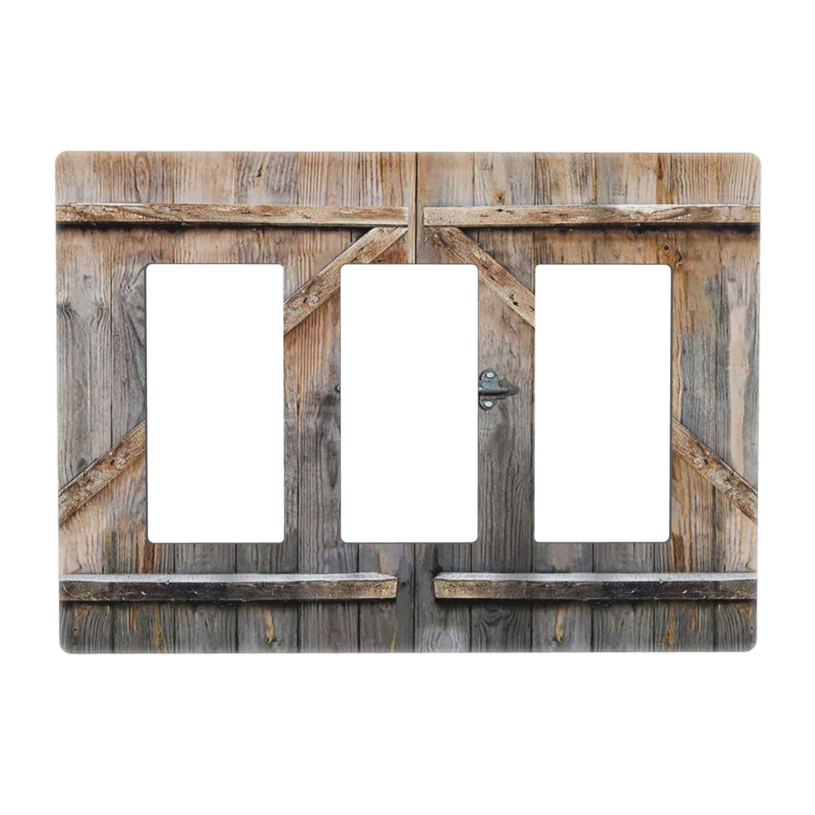 Placa para interruptor triple de madera rústica para decorar paredes de salón