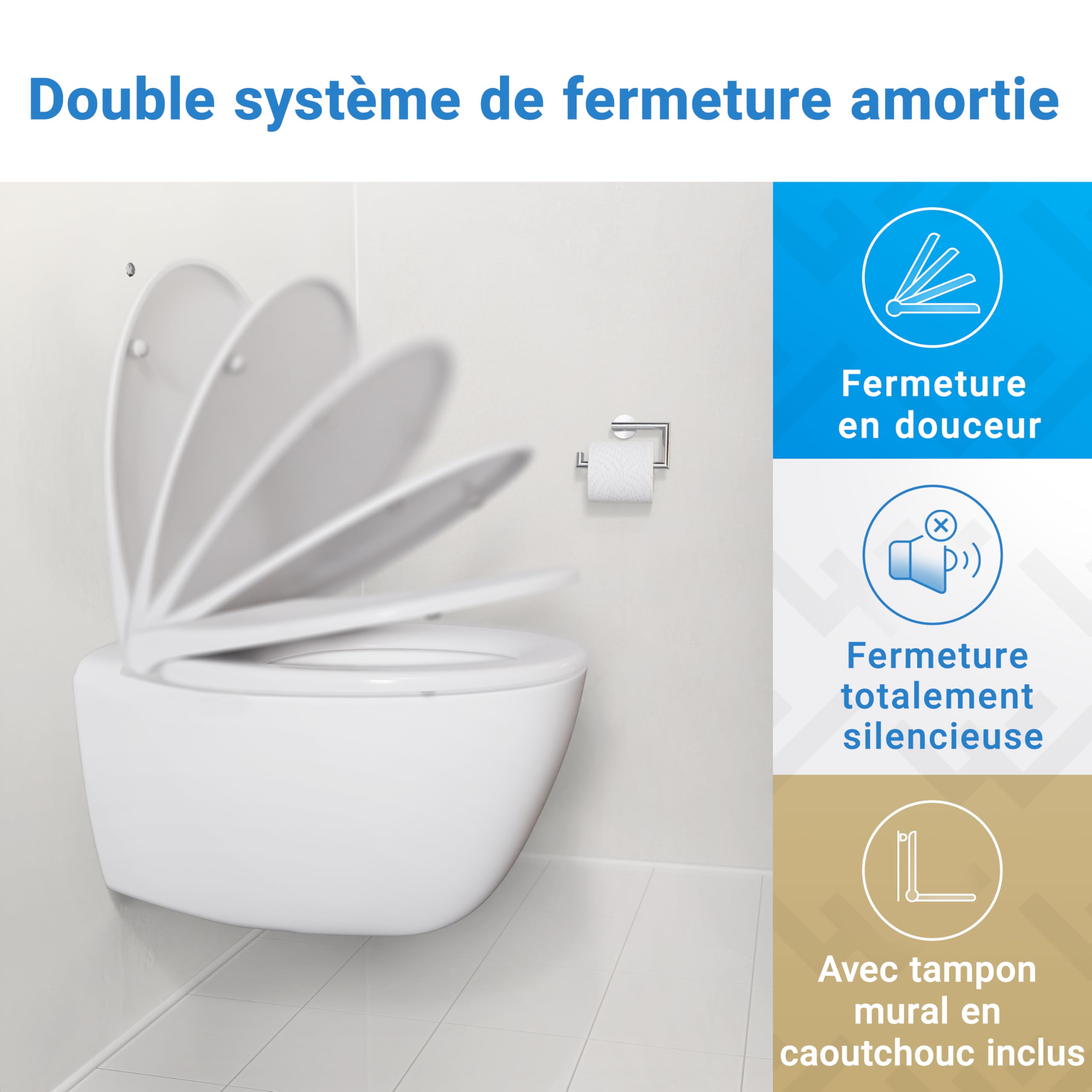 LOBENSWERK Abattant WC avec frein de chute [Montage facile] duroplast antibactérien UV résistant | Lunette de toilette clipsable universelle | Cuvette toilette ovale incl. gabarit d’installation