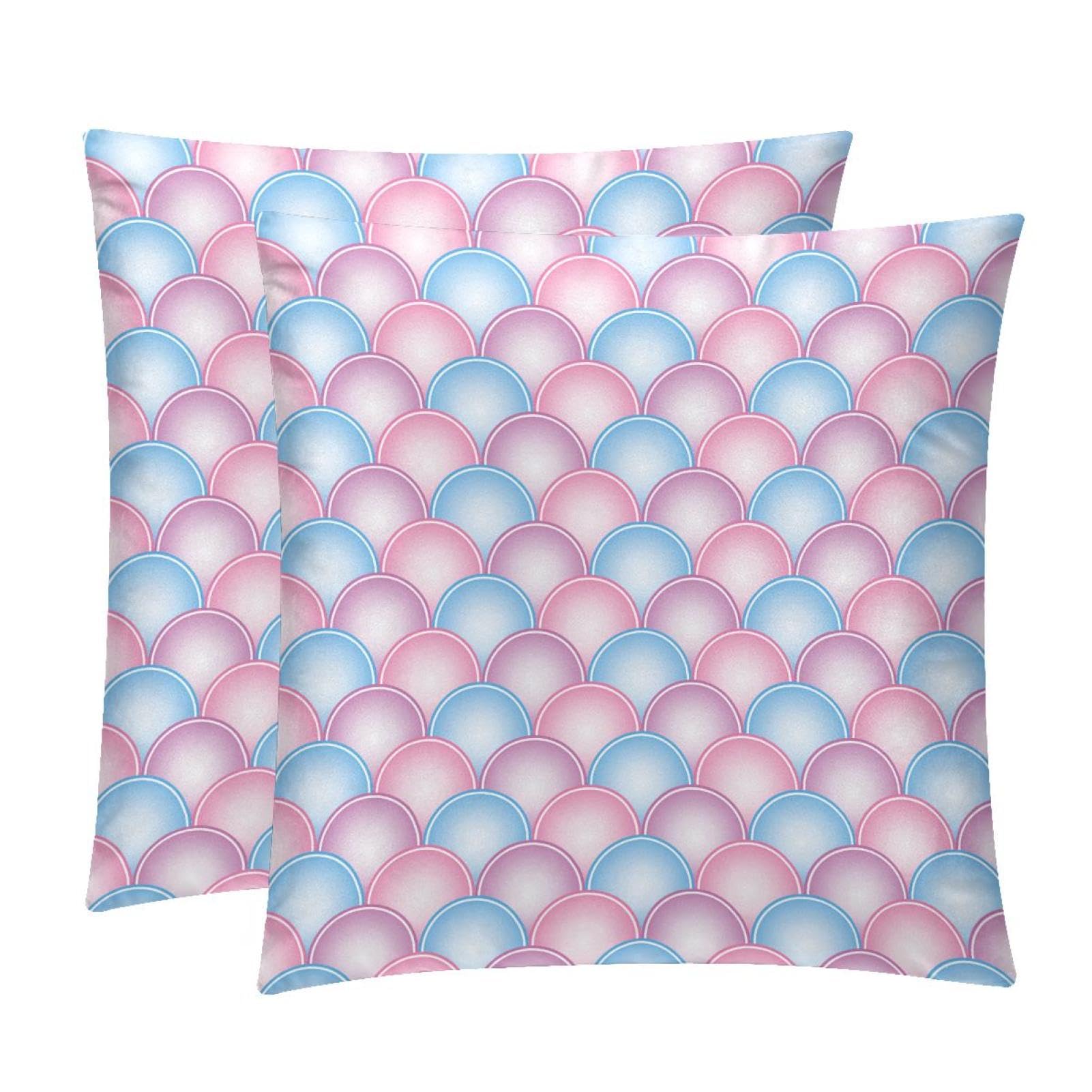 TDGKPZ Fish Scale Throw Pillow Covers 2 Pack Pillowcases Soft Cozy Pillow Cases For Couch Bed Sofa 45x45cm