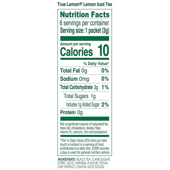 LEMON ICED TEA MIX by TRUE LEMON | Instant Powdered Drink Packets That Quench YOUR Thirst, Mouth Watering True Citrus LEMON (ICED TEA), 6 Count (Pack of 4)