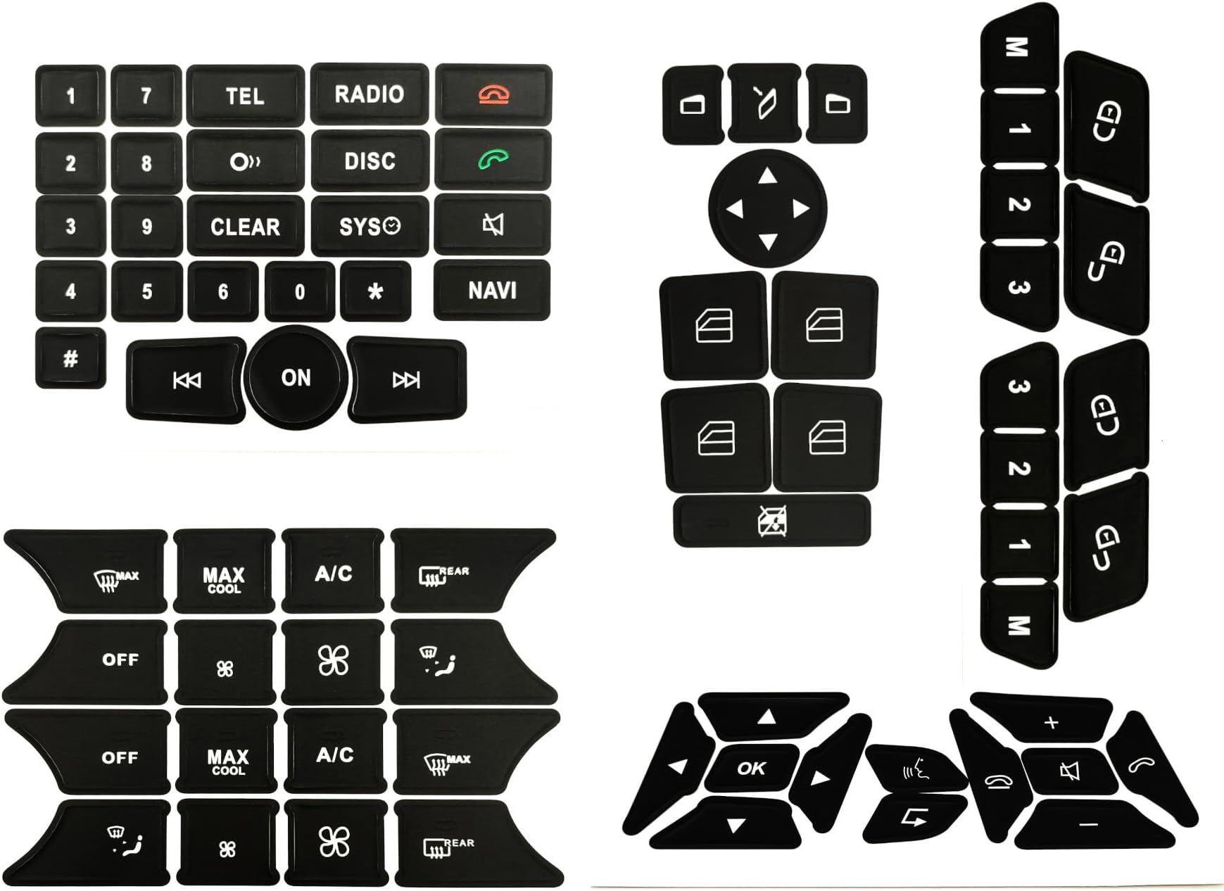 AtticZone Dash Button Repair Kit Stickers Decals Compatible with Benz 2008-2014, A B C E G CLS SL GLK Class, Style 1