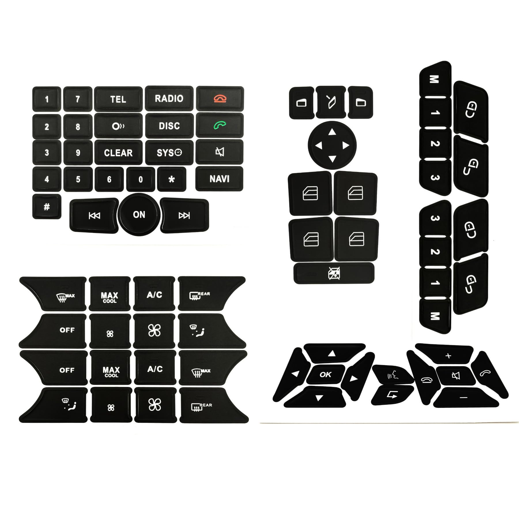 Dash Button Repair Kit Stickers Decals Compatible with Benz 2008-2014, A B C E G CLS SL GLK Class, Style 1