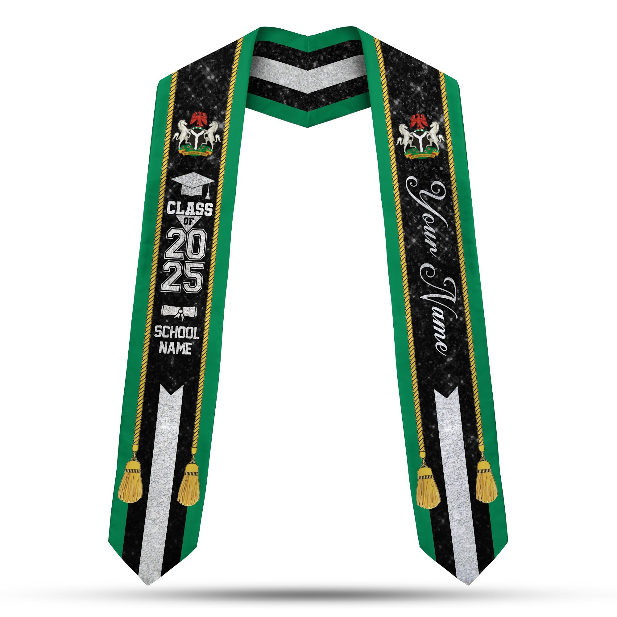 MonkeyVan Custom Nigerian Graduation Sash, Nigeria Stole Customize, Nigerian Stoles For Graduation 2025, Class of 2025 M80