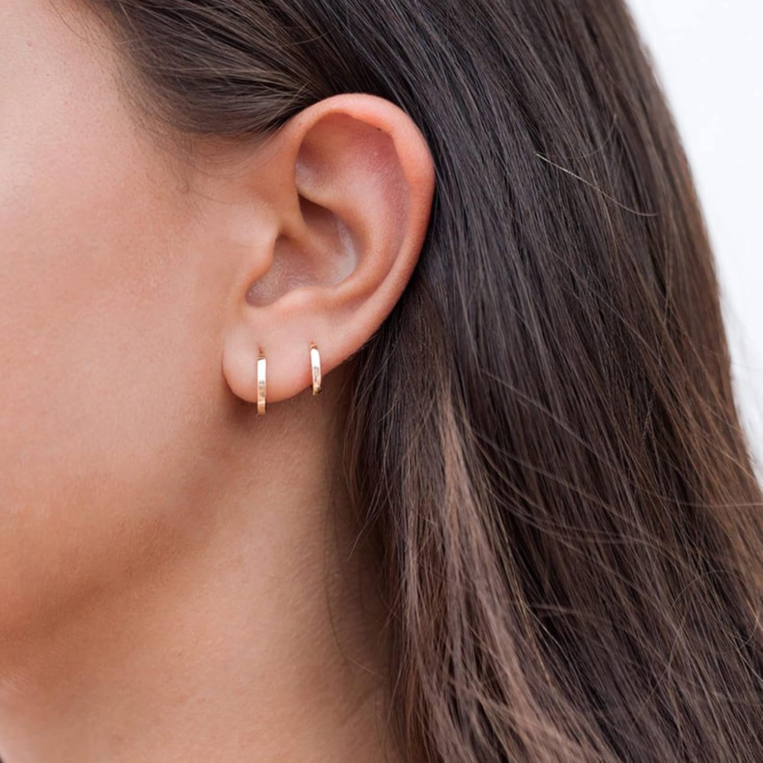 Small Cartilage Hoop Earrings for Women Men, 3 Pairs Hypoallergenic Sterling Silver Post Huggie Earrings, 8/10/12mm, Silver/Gold/Black - Image 8