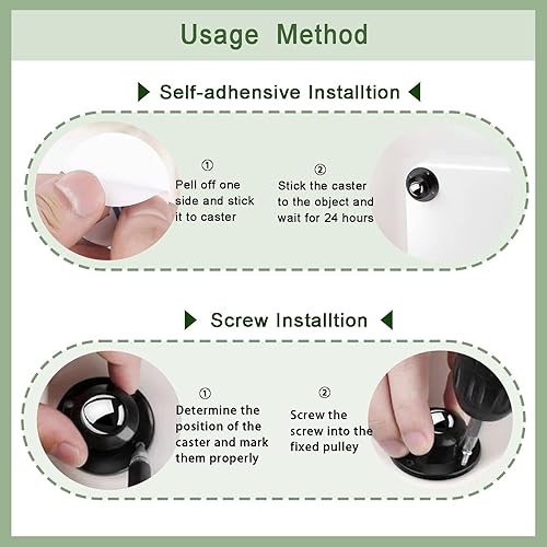 Miniatura 3 de Ruedas giratorias pequeñas de 1 pulgada para muebles, ruedas giratorias de 360, capacidad de carga de 28 libras por rueda, ruedas de perfil bajo