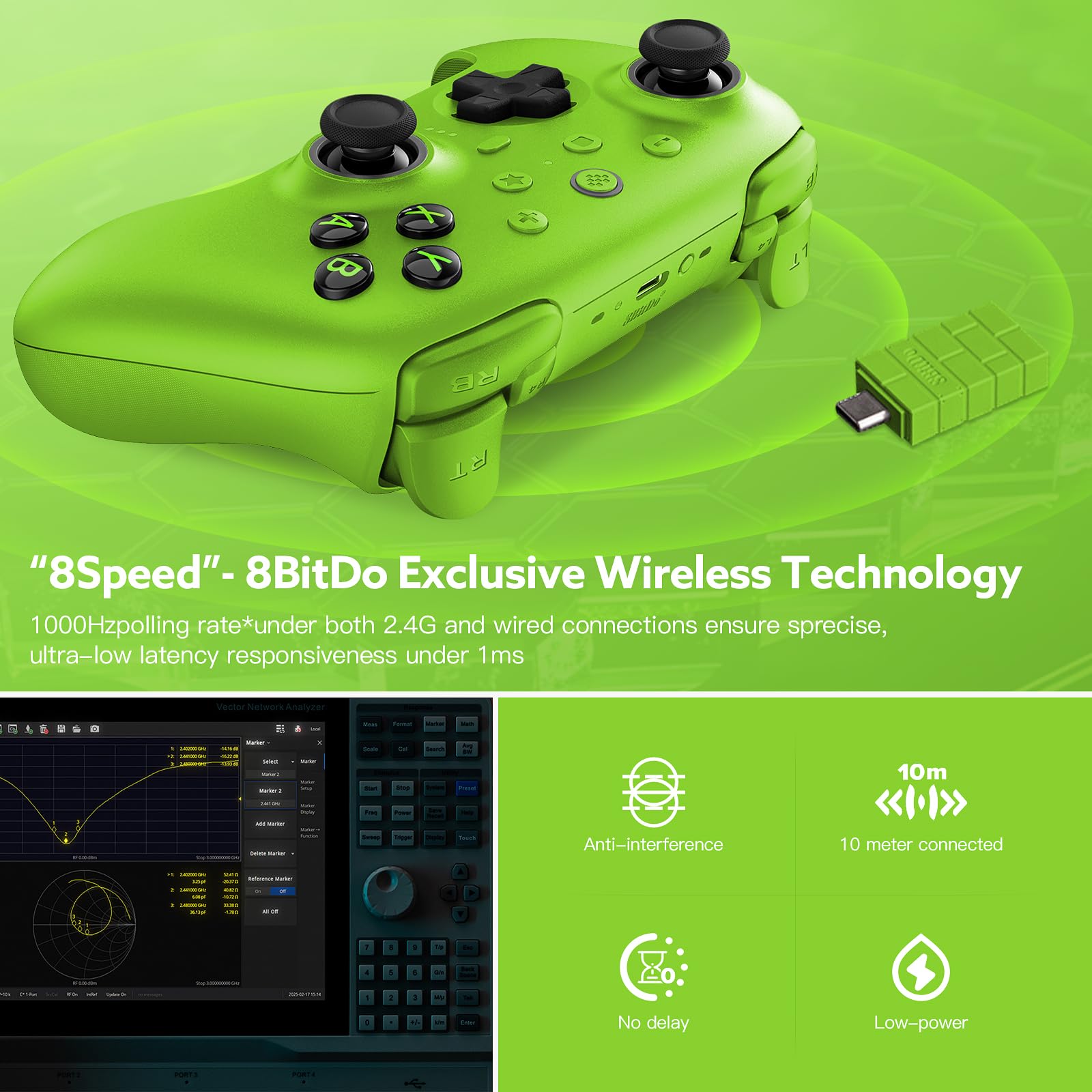 8BitDo Ultimate 2 Wireless Controller per PC/Android/Apple/Steam, Joystick TMR, Effetto Hall Commutabile/Trigger Tattili, Anello Fuoco RGB, 8Speed Wireless Tech 2.4G Gaming Controller con Dock Ricaric