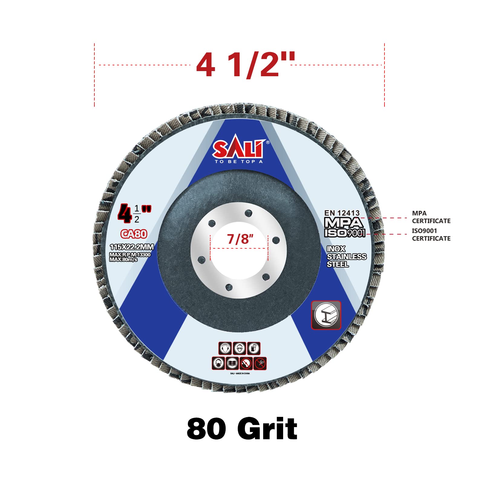 Sali 24 Pack Flap Discs - 80 Grit for Angle Grinders -2