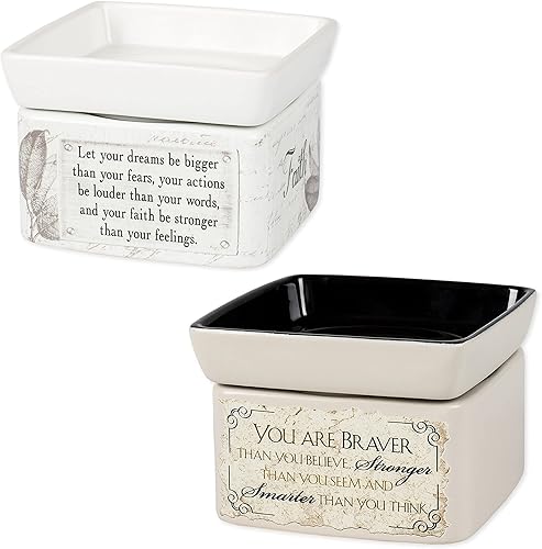 Elanze Designs You are Braver Faith Stronger - Calentadores eléctricos 2 en 1 para velas y aceite de cera