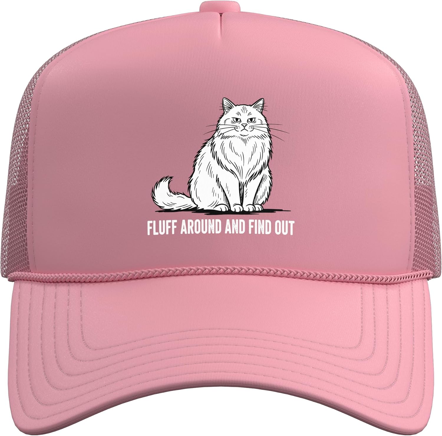 Fluff Around and Find Out Cat Funny Kids Humor Trucker Hat with Adjustable Mesh Back image 2