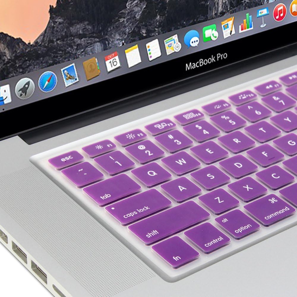 Kuzy Purple Keyboard Cover Silicone Skin for Macbook Pro 13 15 17