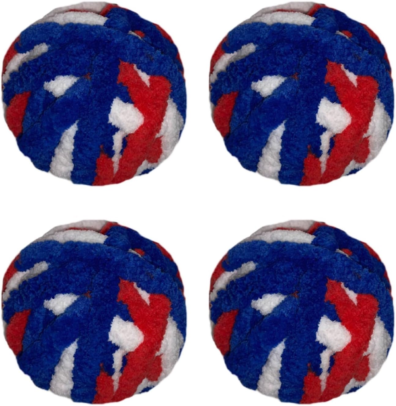 4- Pack Chunky Chenille Multi Color Red White Blue Yarn Crocheting Handknitting Big Bulky Fluffy Soft Chunky Beginner Blanket Jumbo Thick Wide Yarn DIY Craft Décor Costume 1 Skein 28 yds