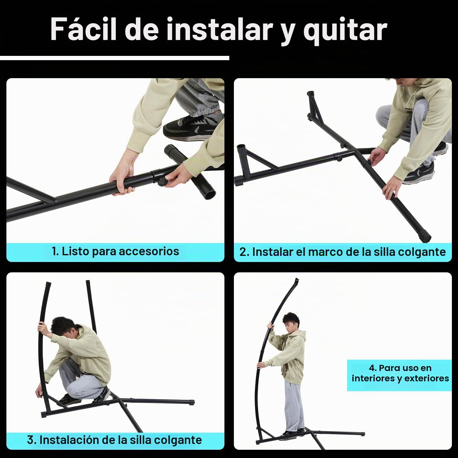 estructura de silla colgante 150 kg, soporte estable de metal para hamaca