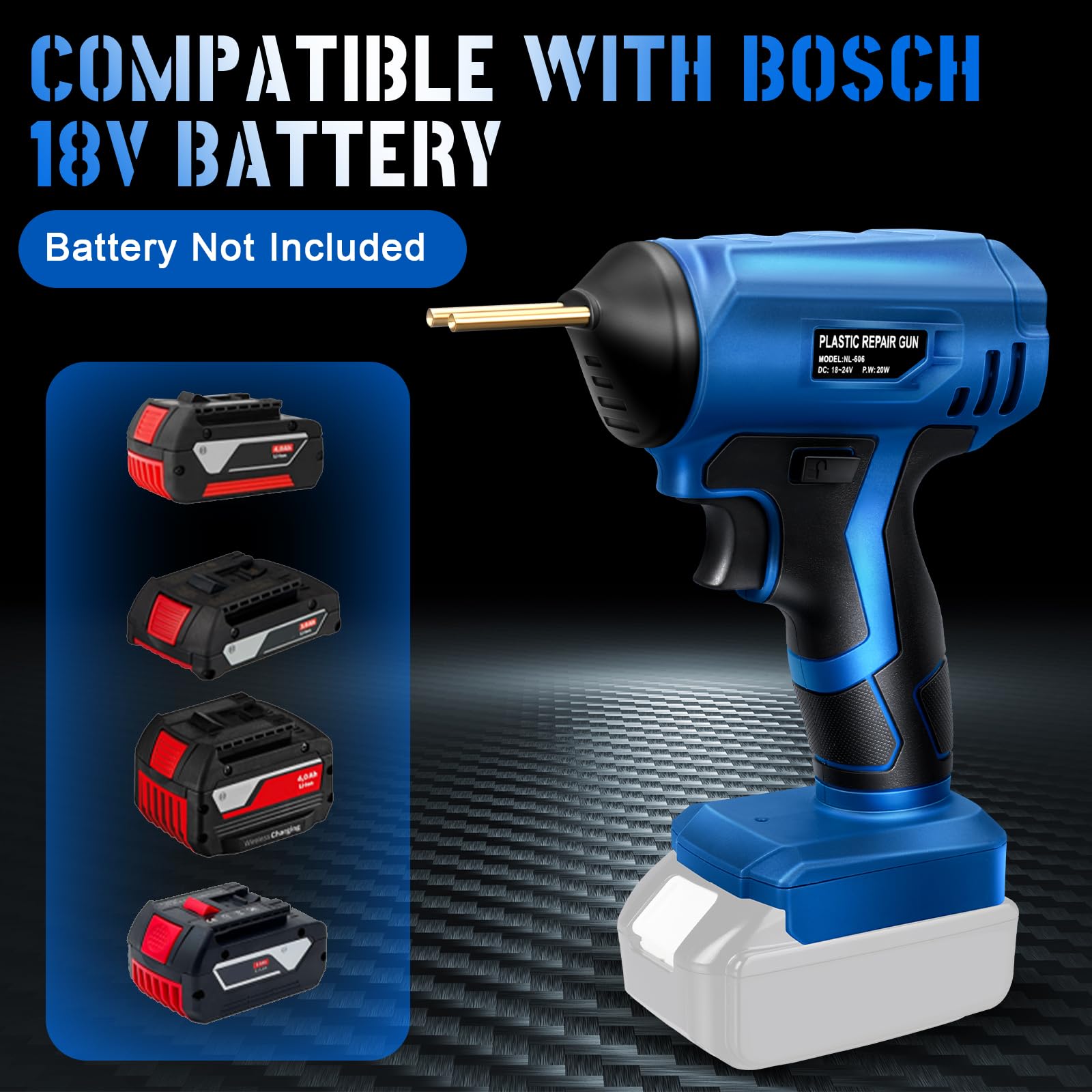 Kabellos Kunststoff Schweißgerät kompatibel mit Bosch 18V-Akku, Tragbares Kunststoffreparaturset mit 400pcs Heißem Hefter für die Reparatur von Kunststoffrissen (ohne Akku)