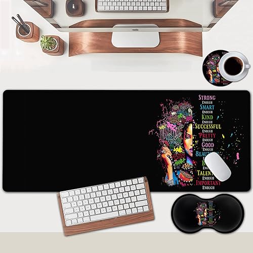 Miniatura 8 de Alfombrilla grande para mouse, alfombrilla de escritorio de oficina extendida, 31.5 x 11.8 pulgadas, reposamuñecas ergonómico de espuma