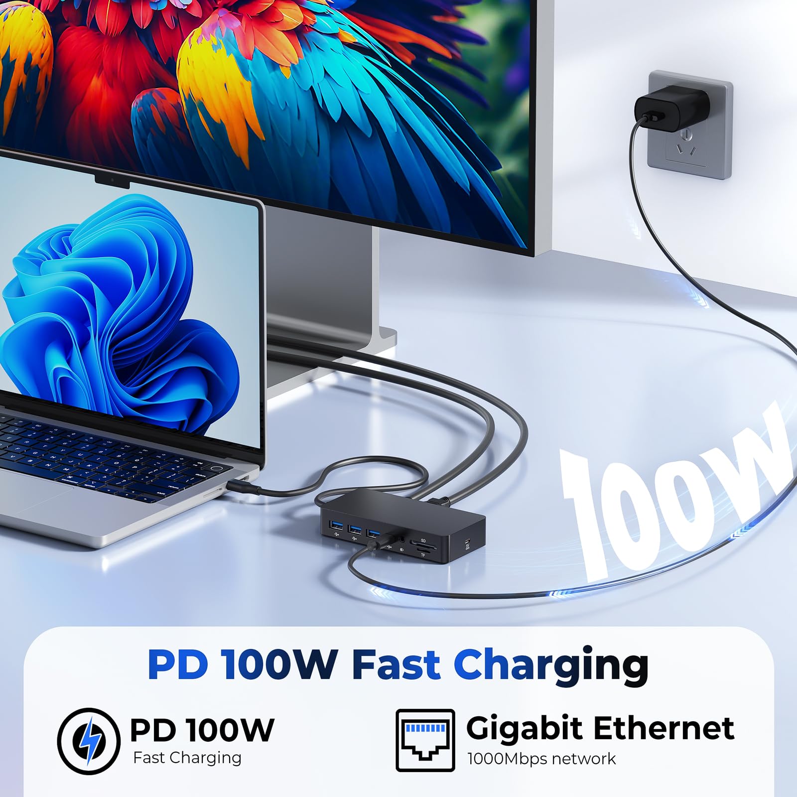 Nouvelle Surface Thunderbolt 4 Dock,11en1 Stations d'accueil Surface Triple écrans Hub avec 4K HDMI+DP+VGA pour Surface Pro 11/10/9/8/X/7+/7,Laptop 7/6/5/4/3,Laptop Studio 2/1,Go 3/2/1