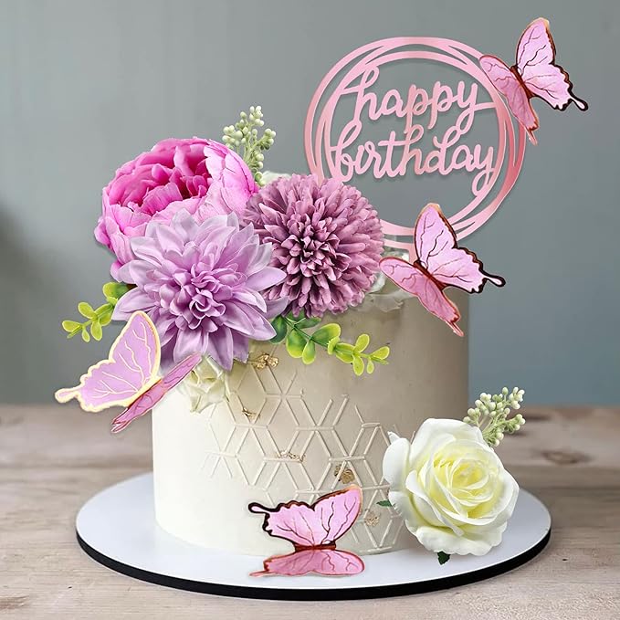 14 PCS Butterfly Cake Toppers Happy Birthday Cake