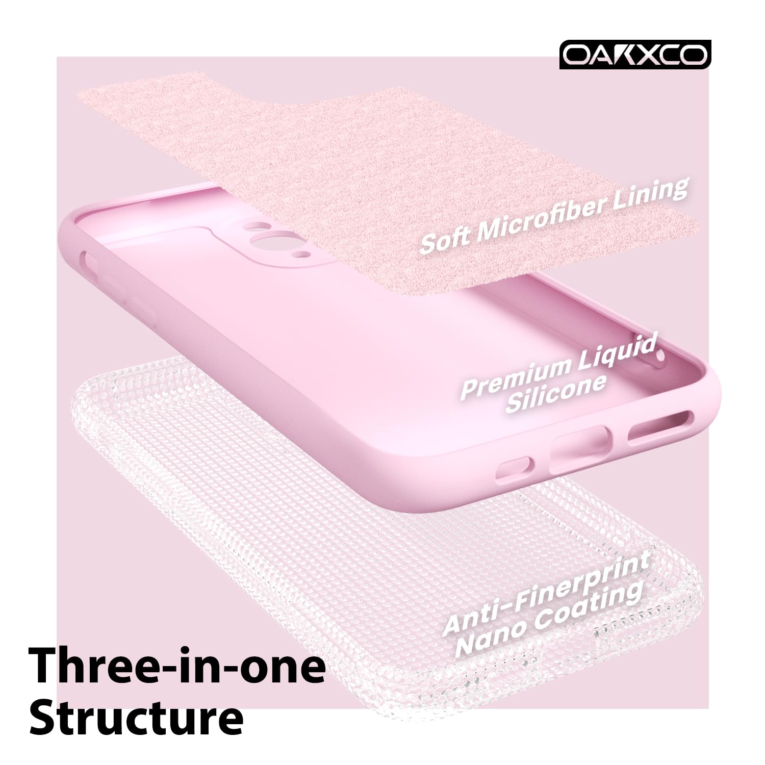 oakxco for iPhone 16 Pro Max Case Liquid Silicone, Soft Rubber Gel Elegant Aesthetic Basic Simple Cover, Cute Thin Slim TPU Matte Solid Color Plain Smooth Case for Women Girl, Light Pink — view 619