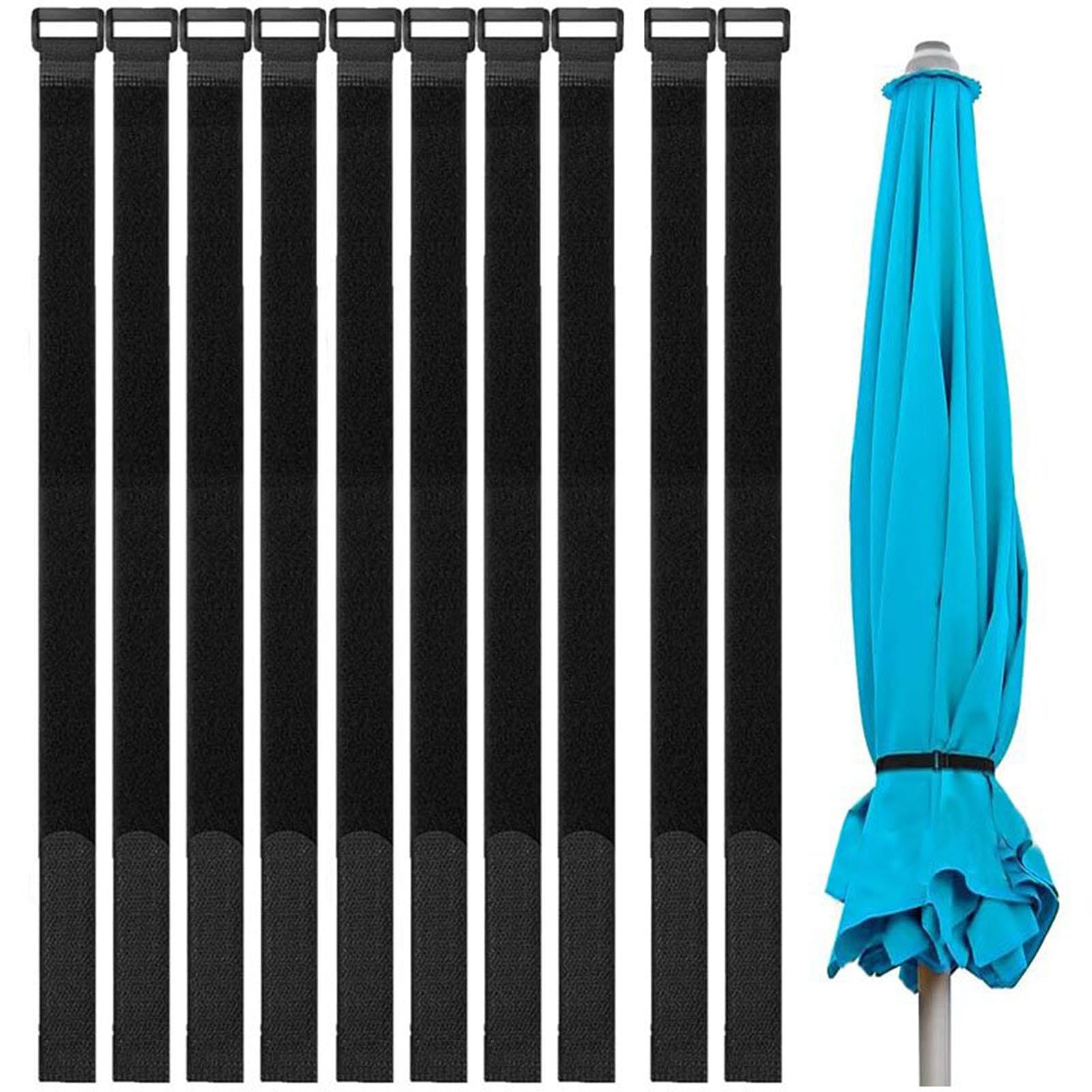 Umbrella Tie, Patio Umbrella Tie Strap, Pack of 10 Adjustable Parasol Strap, Reusable Umbrella Strap for Outdoors, Flexible Umbrella Ties for Garden, Yard, St