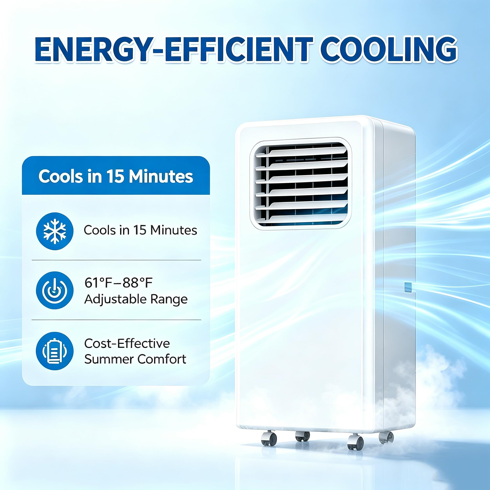 Climatiseur portable silencieux, refroidisseur mobile compact avec filtre à poussière et drainage continu, écran LED et télécommande, pour chambre ou appartement 12000btu