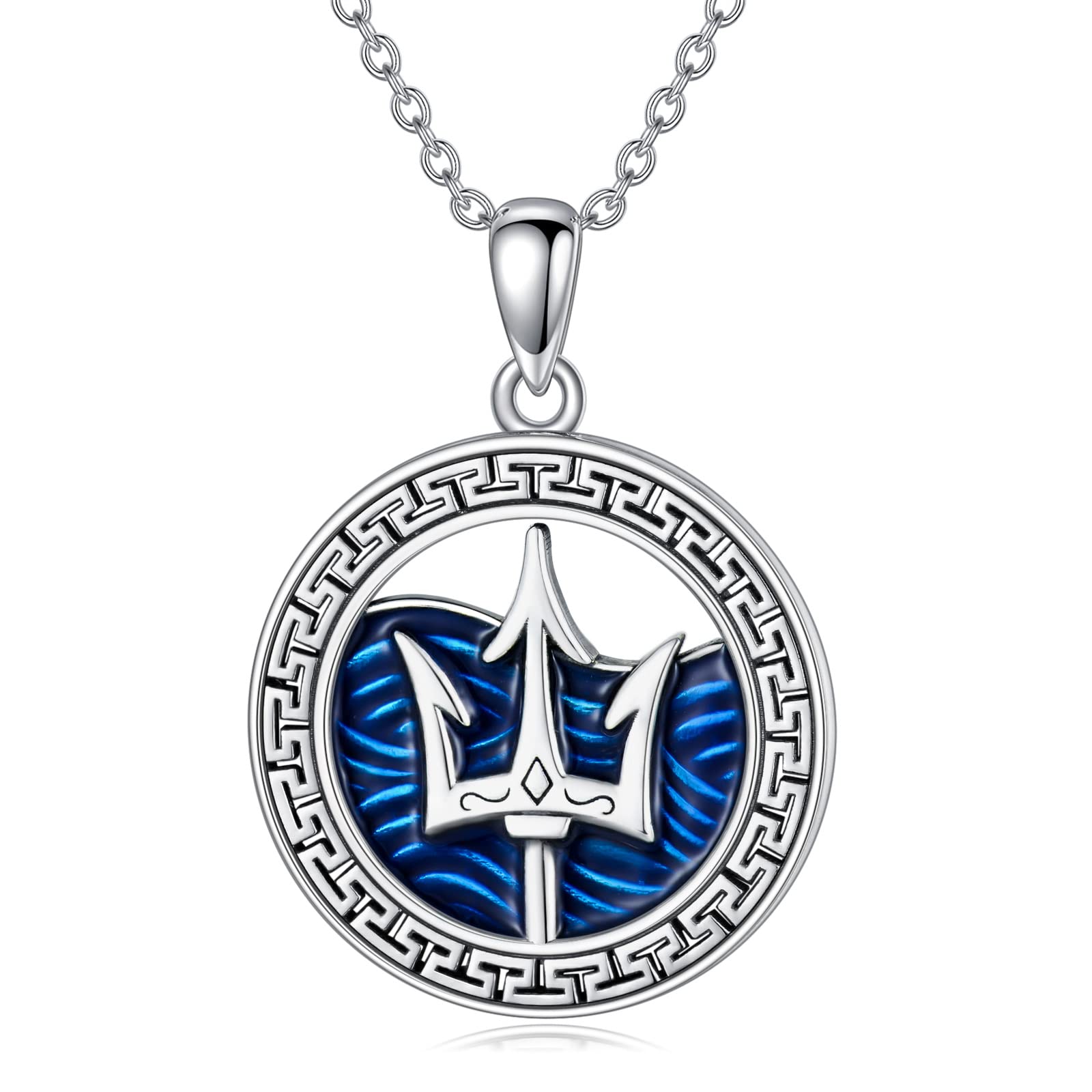 PROESS Collar Vikingo De San Michael/Evil Eye/Memento Mori/Árbol De La Vida/ Bombero/Tridente/Crucifijo Collar De Plata De Ley 925 Colgante Vikingo Cadena Joyería Regalos Religiosos Para Mujeres