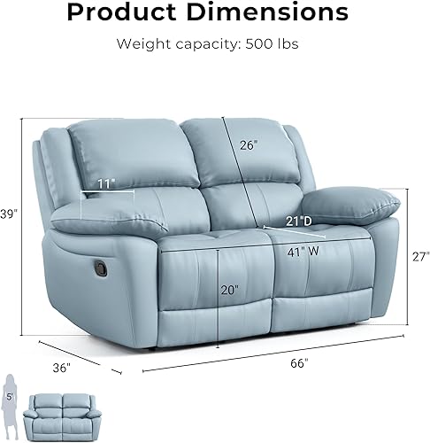 Miniatura 4 de Furniture of America Sorin Modern - Juego de sofá reclinable de cuero de 3 piezas con reposabrazos de almohada, sofá modular reclinable, sofá
