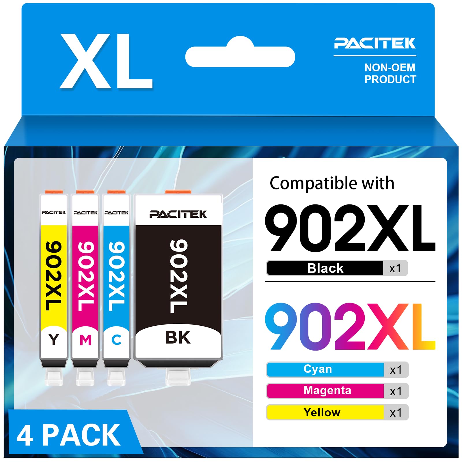 902XL Replacement for Hp 902XL Ink Cartridges Combo Pack Compatible with Hp Officejet Pro 6978 Ink 6974 6968 6975 6960 Officejet 6951 6954 6956 6958 6950 6962(4 Pack)
