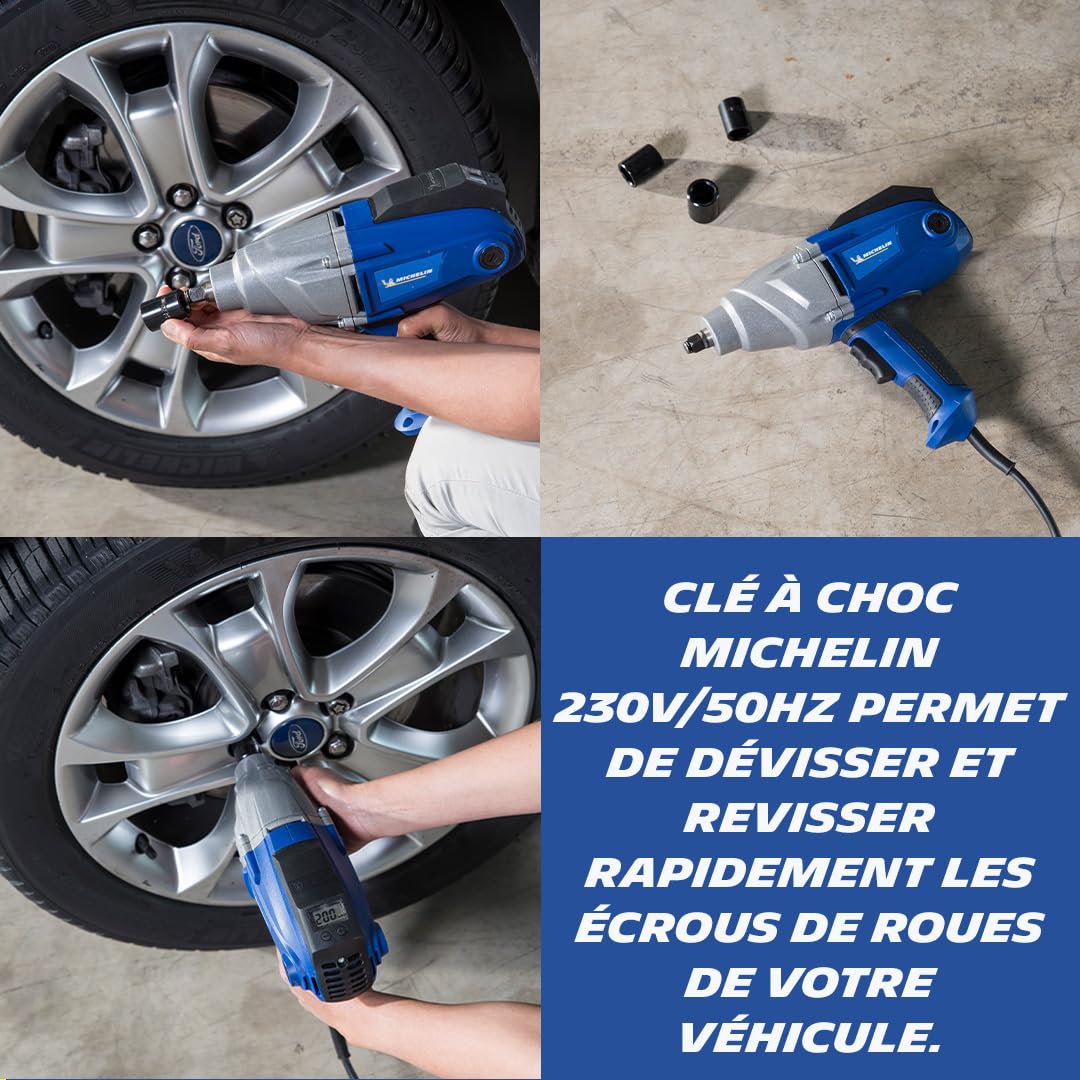MICHELIN Clé à choc 230V, Visseuse/Déboulonneuse électrique pour écrous de roues